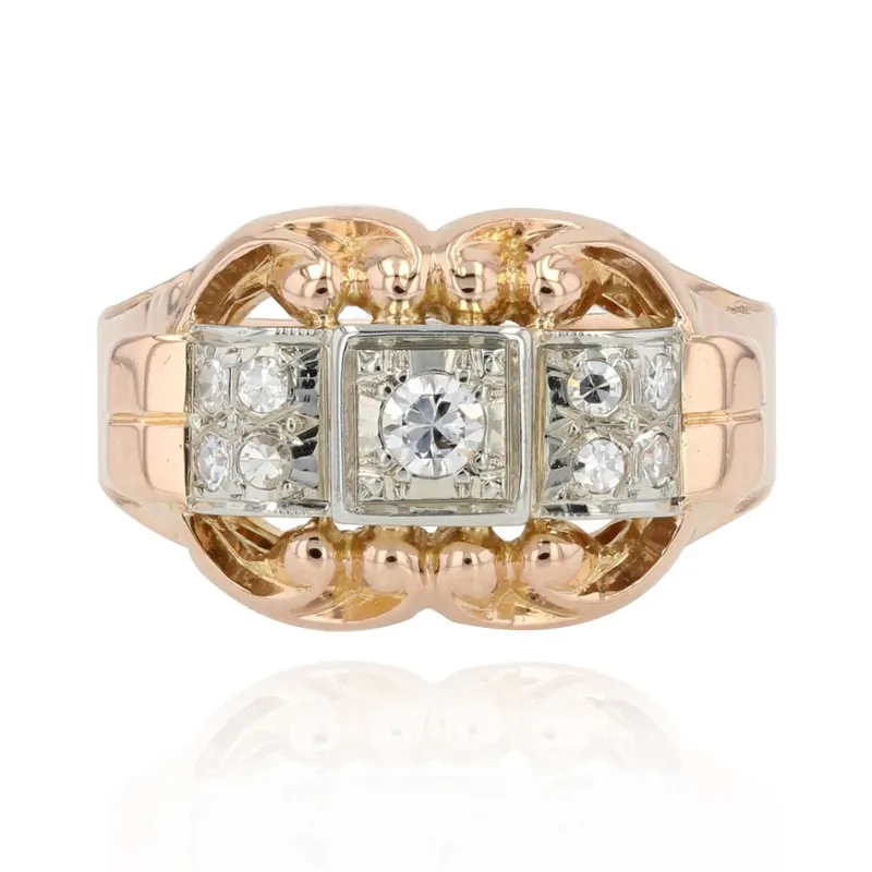 Acheter Direct Bague or rose diamants ancienne