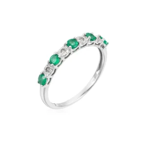 Prix Réduit Bague Or Blanc 375/1000 Alliance Alterna Emeraude Diamant 0,03ct Emeraude 0,3ct