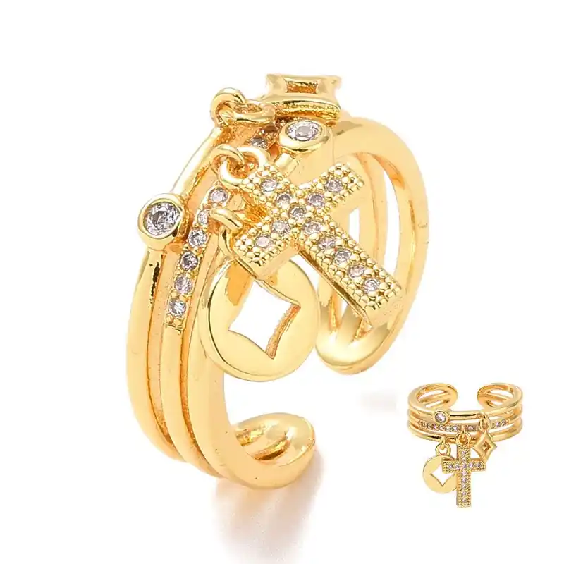 Offre Spéciale Bague femme réglable breloques croix religieuse