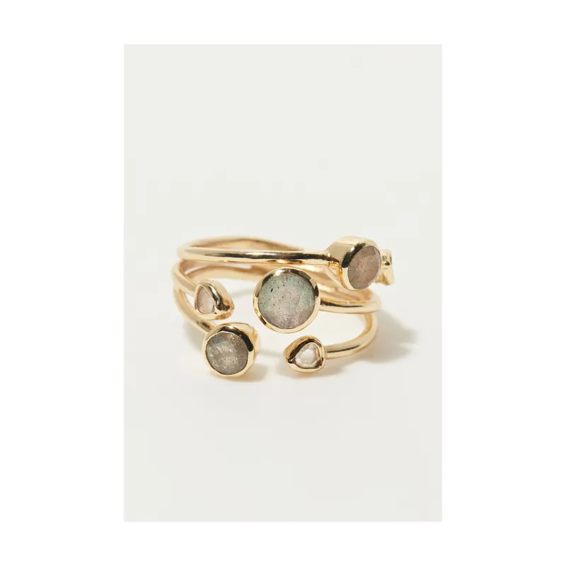 Achetez Aujourd’hui Bague Benedicte Labradorites Laiton doré Croissant