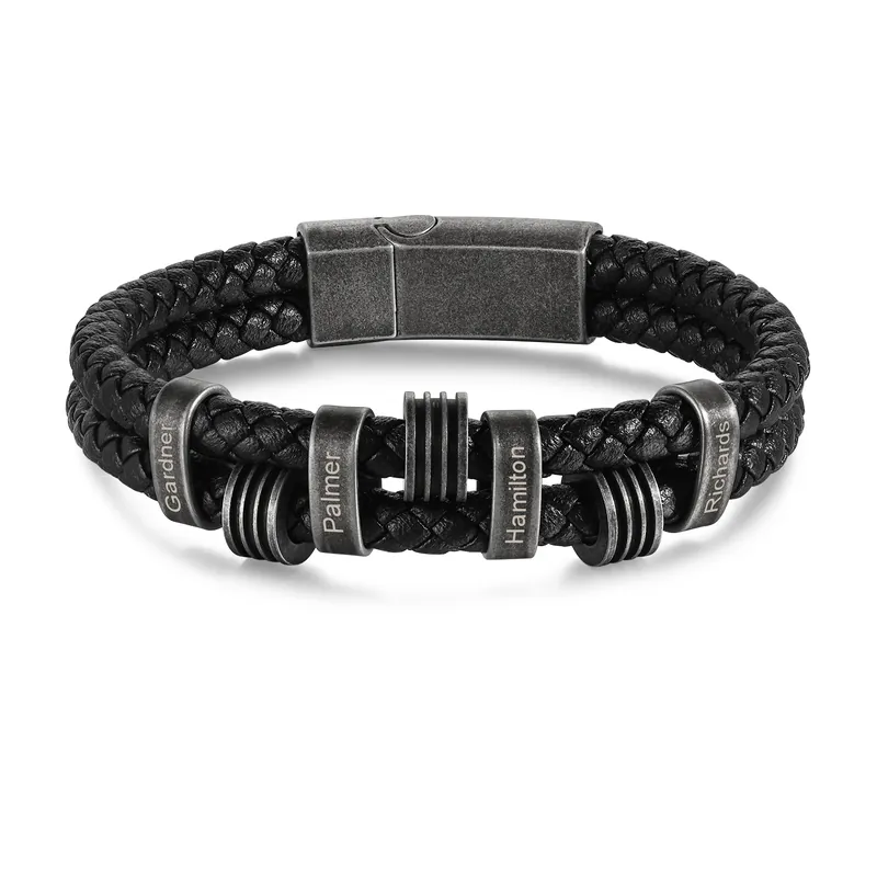 Bracelet Vintage 4 Prénoms Personnalisés Bracelet Homme Promotion