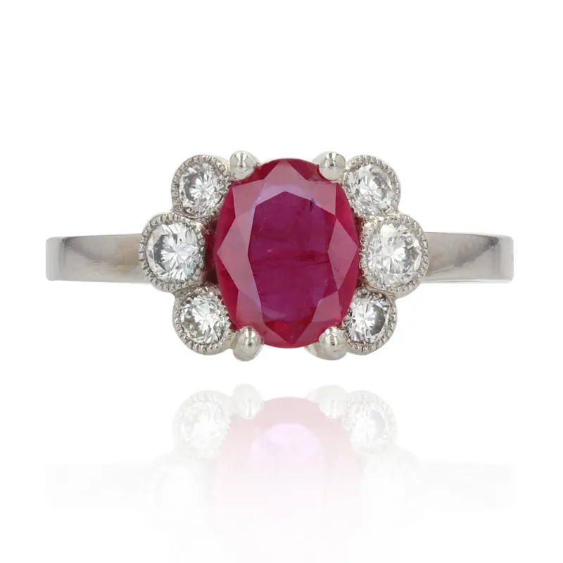 Top Qualité Bague de fiançailles rubis et diamants