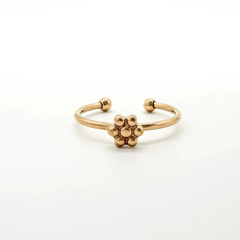 Une Petite Fleur - Bague - Acier inoxydable - Ajustable Offre Exclusive