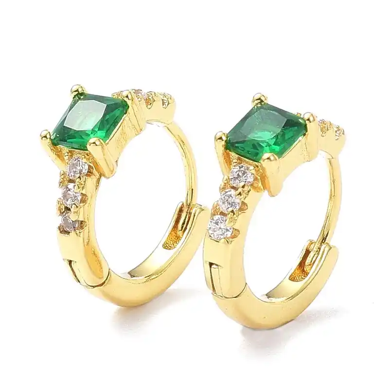 Boucles d'oreilles Créoles diamant CZ vert Tendance