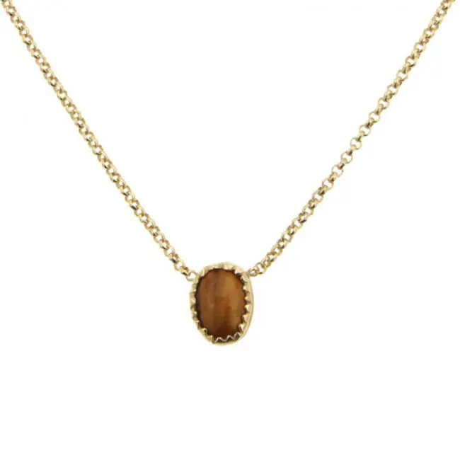 Collier Plaqué Or et Oeil de Tigre | BIJOUX FEMME Must-Have