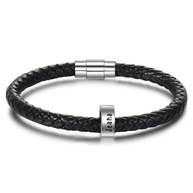 Achetez Aujourd’hui BraceletCuir tressé Prénom Personnalisé Bracelet Homme Avec 1 Perles