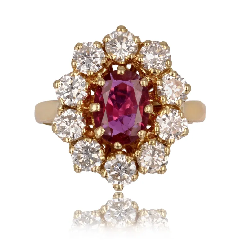 Acheter En Ligne Bague marguerite or jaune rubis diamants