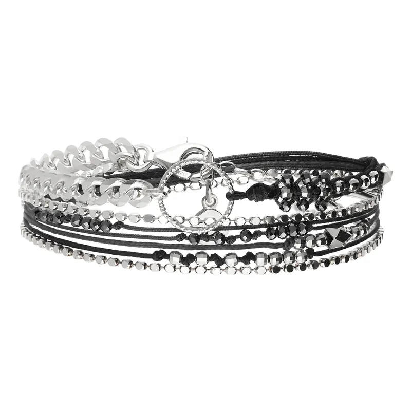 Bracelet 2 Tours Argent 925 Noir Le Chic À La Française Populaire