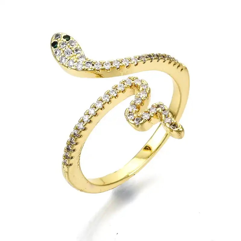 Dernier Modèle Bague femme réglable serpent diamants CZ
