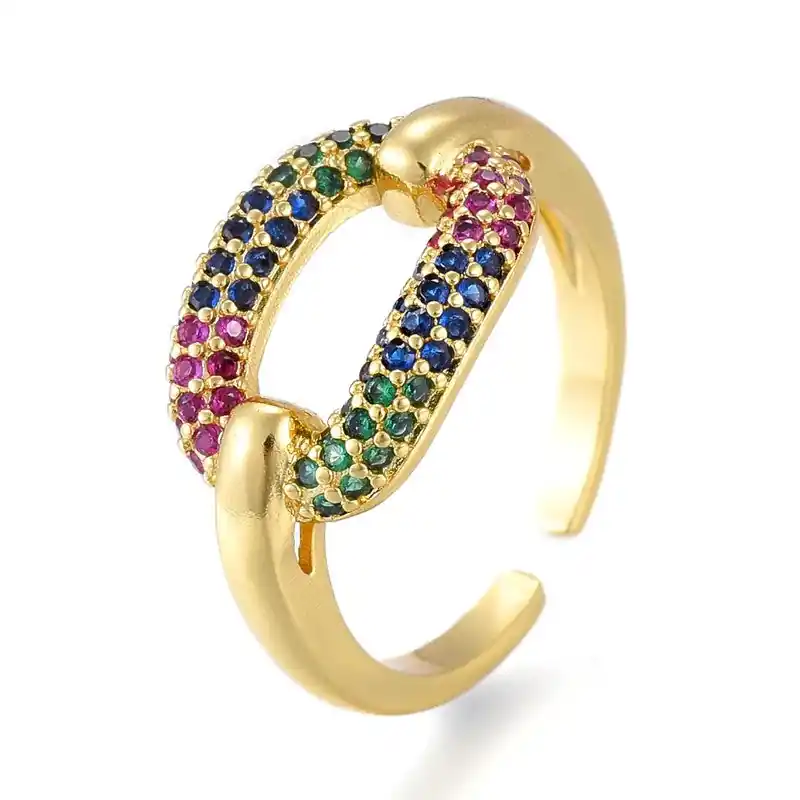 Haute Qualité Bague femme réglable ovale diamants CZ couleurs