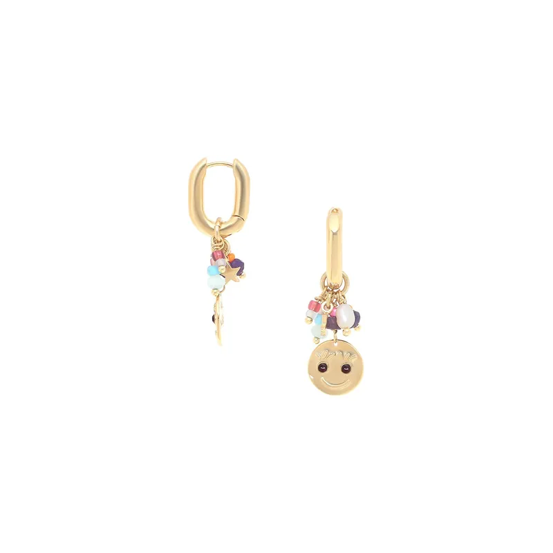Seulement Aujourd’hui Boucles d'oreilles créoles pampilles mini perles & "smile" - Joy