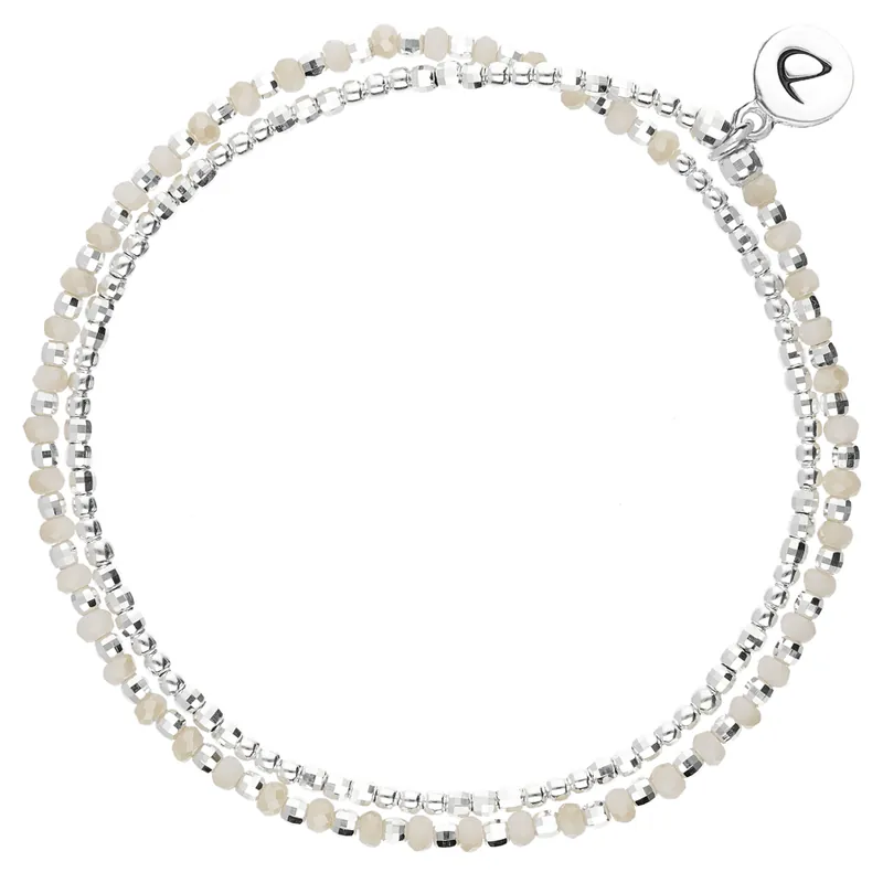 Vente Directe BRACELET HEAVEN BEIGE CRÈME SILVER DOUBLE TOURS