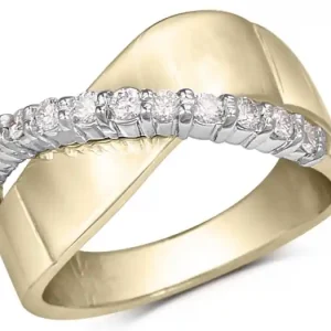 Acheter Direct Joncvagué Danica rangée de diamants en or jaune et blanc 14k pour femme