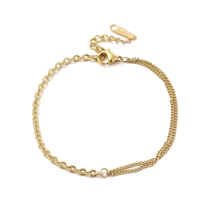 Bracelet souple or double chaîne Populaire