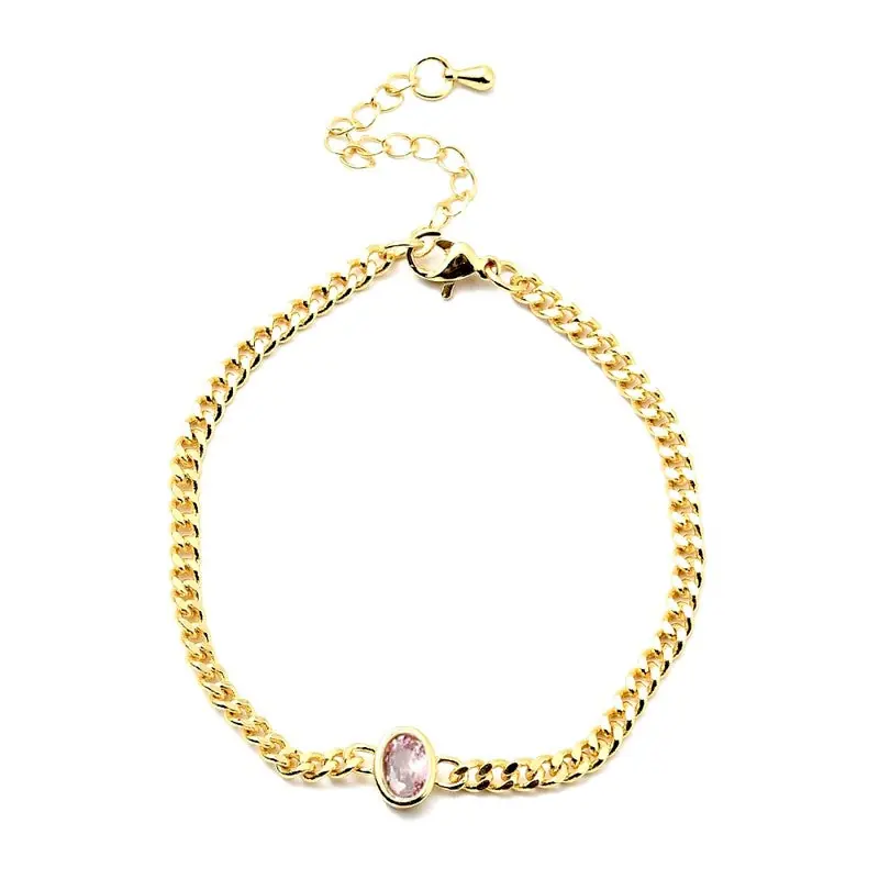 Bracelet souple or pendant ovale rose Prix Bas