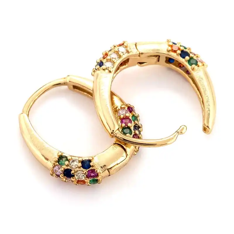 Boucles d'oreilles tombantes Créoles CZ colorées Meilleure Vente