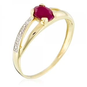 Top Qualité Bague Or Jaune 375/1000 "Subtil Rubis" Diamant 0,0088ct/2 R0,65ct/1
