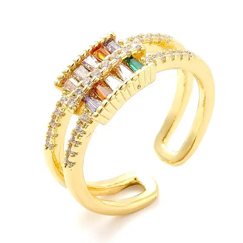 Fait Main Bague femme réglable lignée de diamant CZ couleurs