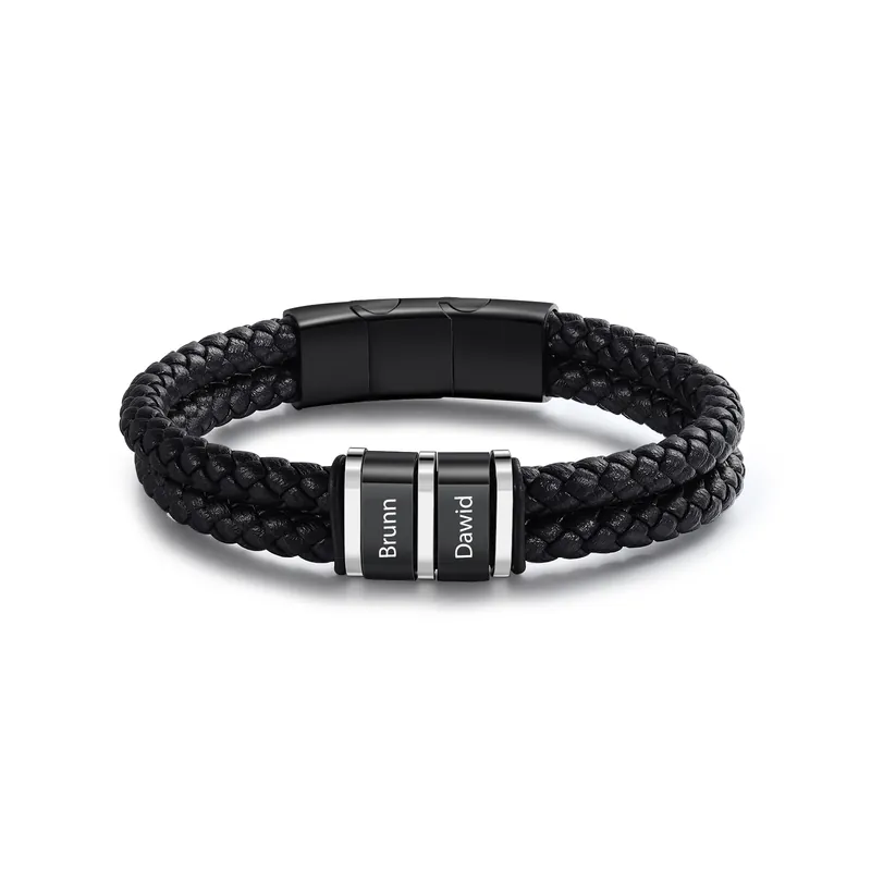 Produit De Marque Bracelet Cuir 2 Préoms Personnalisés pour Homme