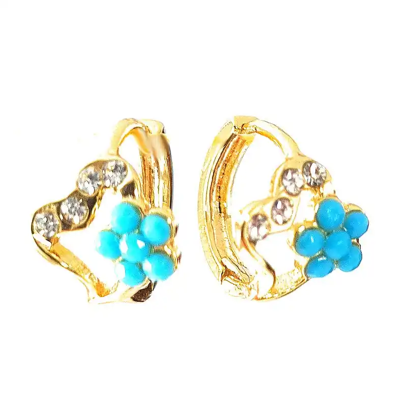Boucles d'oreilles cœur fleur bleu Dernière Chance