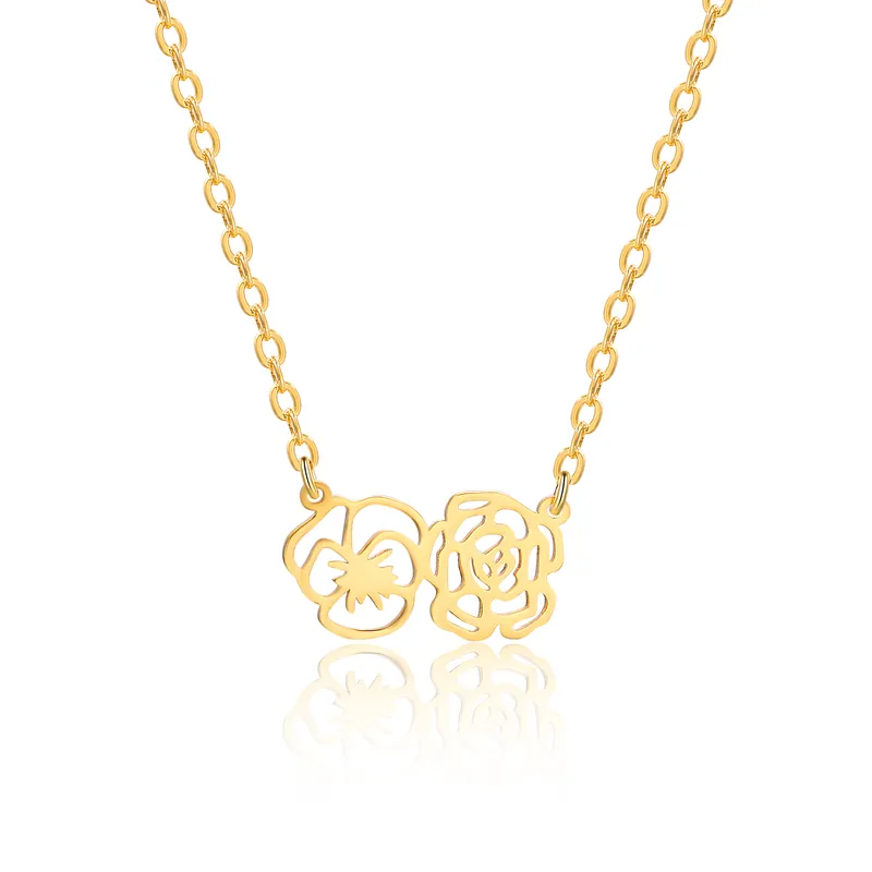 Produit De Marque Collier 2 Fleurs de Naissance Personnalisées Collier Femmes