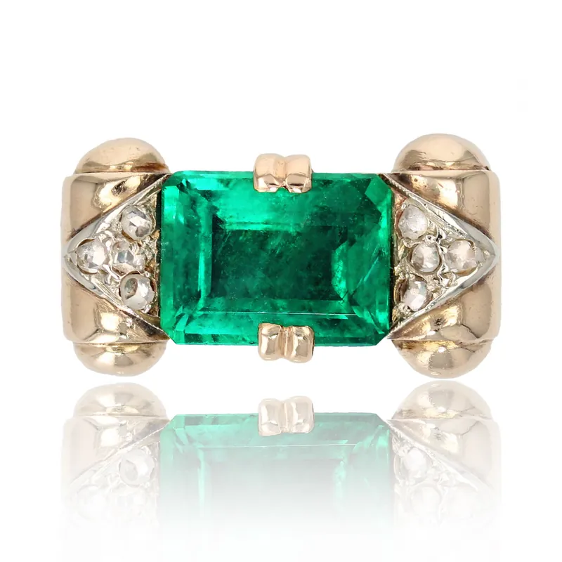 Vente Flash Bague émeraude et diamants Art Déco