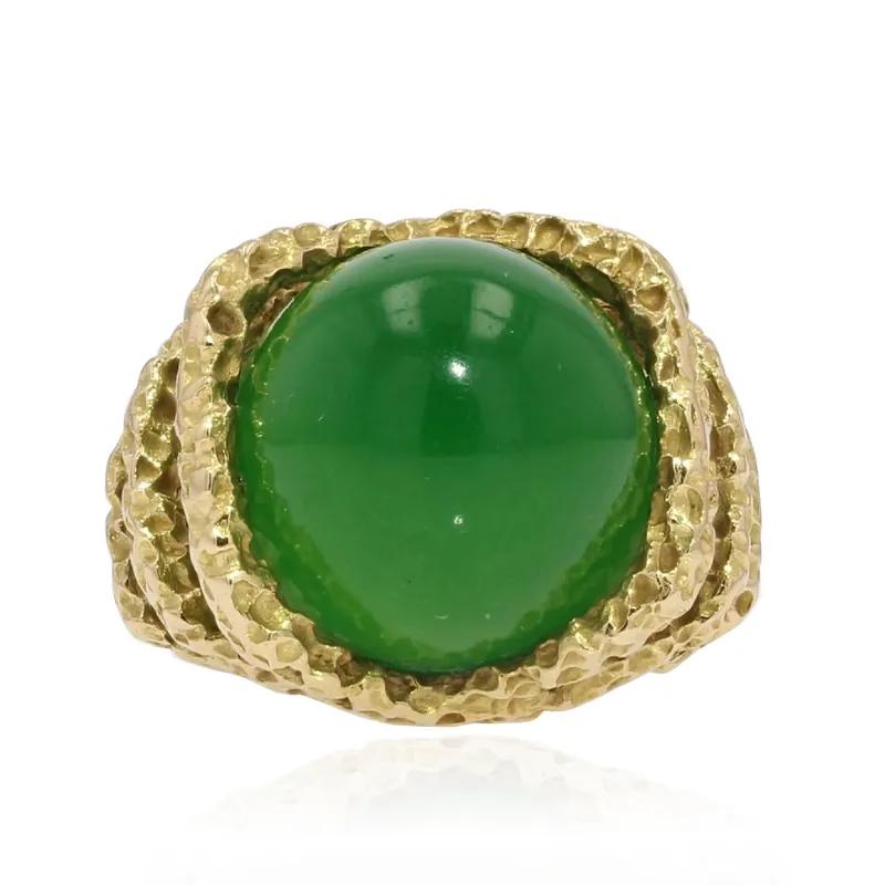 Prix Bas Bague Chrysoprase et or ciselé