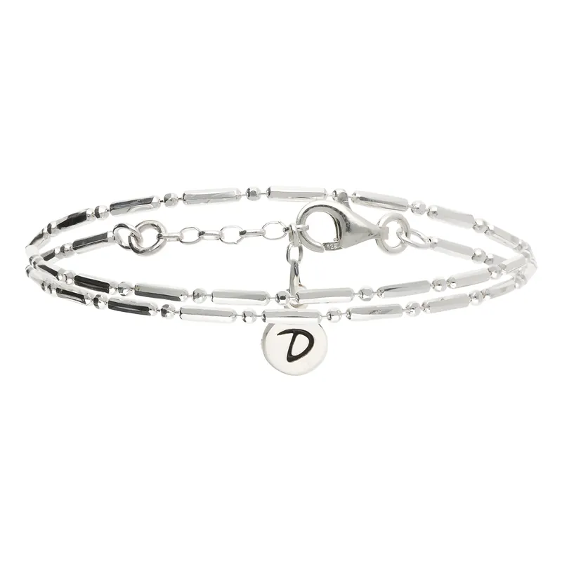 Bracelet Double Tours Chaîne Fine Barre et Boule En Argent 925 Commander Maintenant