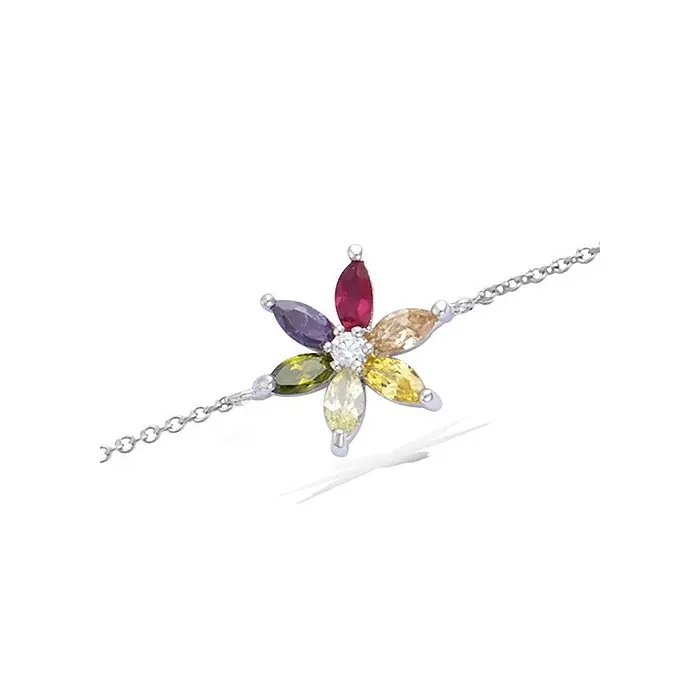 Prix Choc Bracelet fleur multicolore en argent