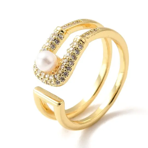 Bague femme réglable double rangs perle Premium