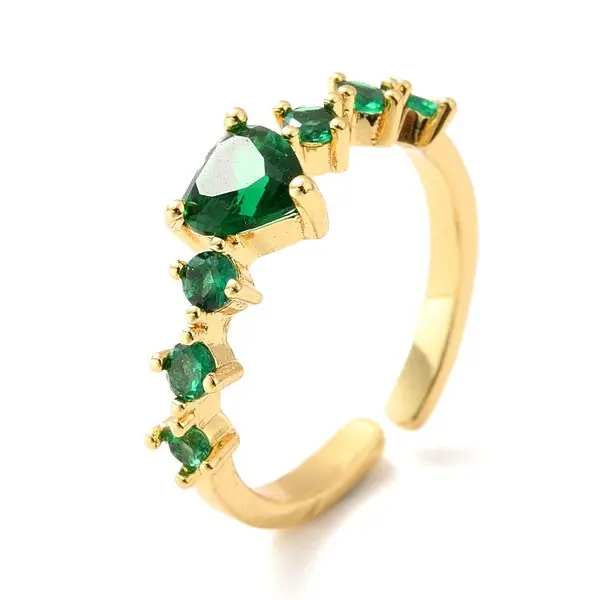 Bague femme réglable zirconium vert coeur Remise