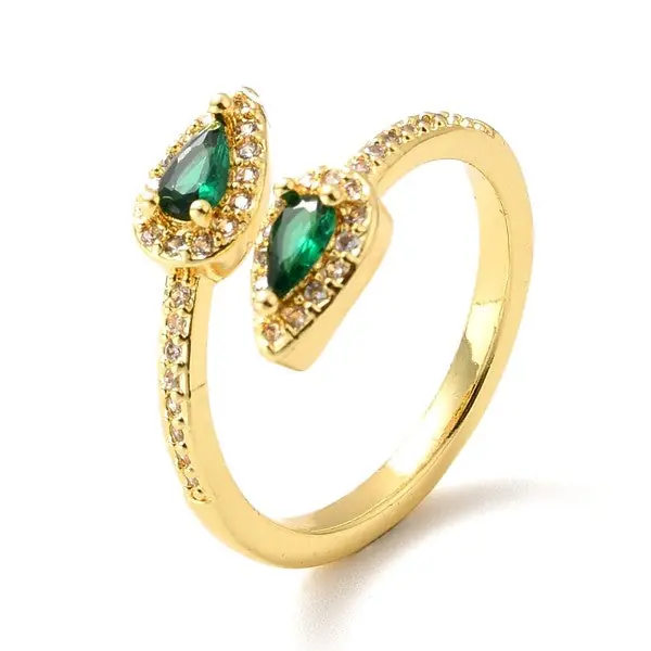 Bague femme réglable larme zirconium vert Livraison Express