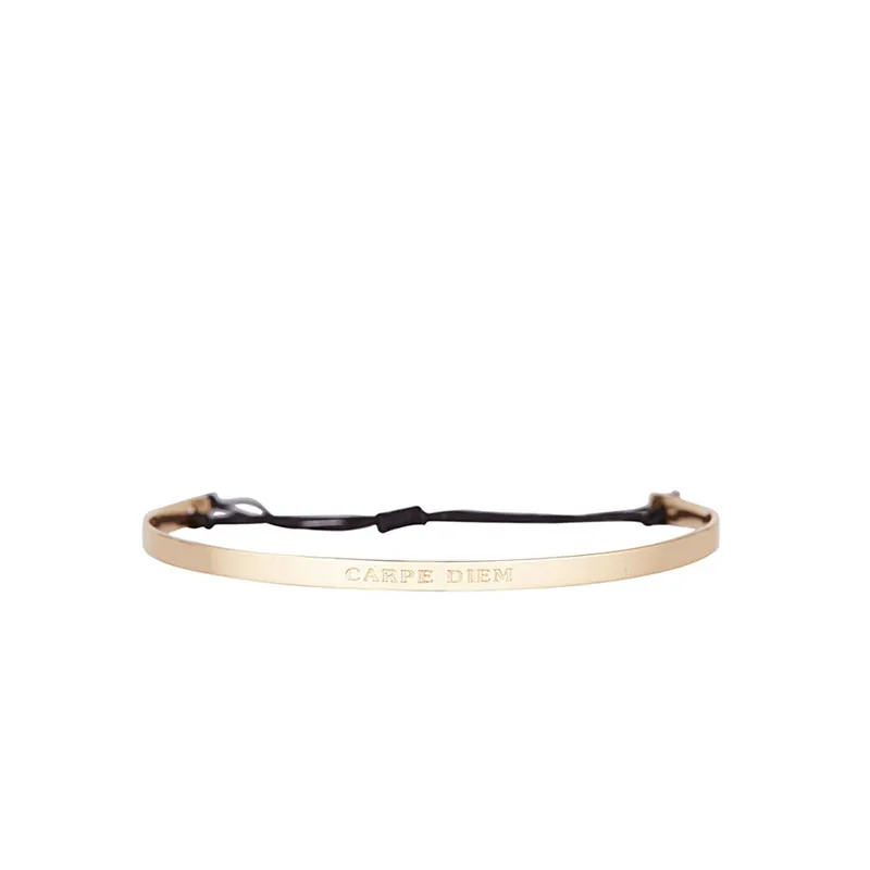 Promotion Saisonnière Bracelet à message Carpe Diem Cordon Laiton doré
