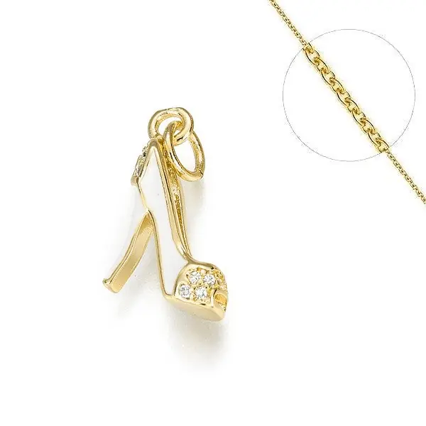Collier chaîne et pendentif femme 18k chaussure blanche Premium