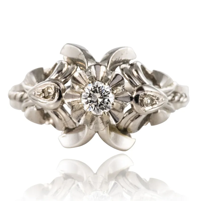 Acheter En Ligne Bague vintage or blanc diamants