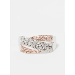 Soldes Bague Or Bicolore 375/1000 "Drapery" Diamant 0,49