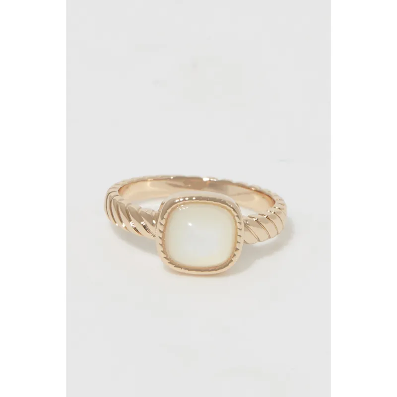 Prix Cassé Bague Azurielle, nacre blanche Laiton doré