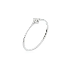 Prix Cassé Bague Or Blanc 375/1000 "Alma" Diamants 0,05/9