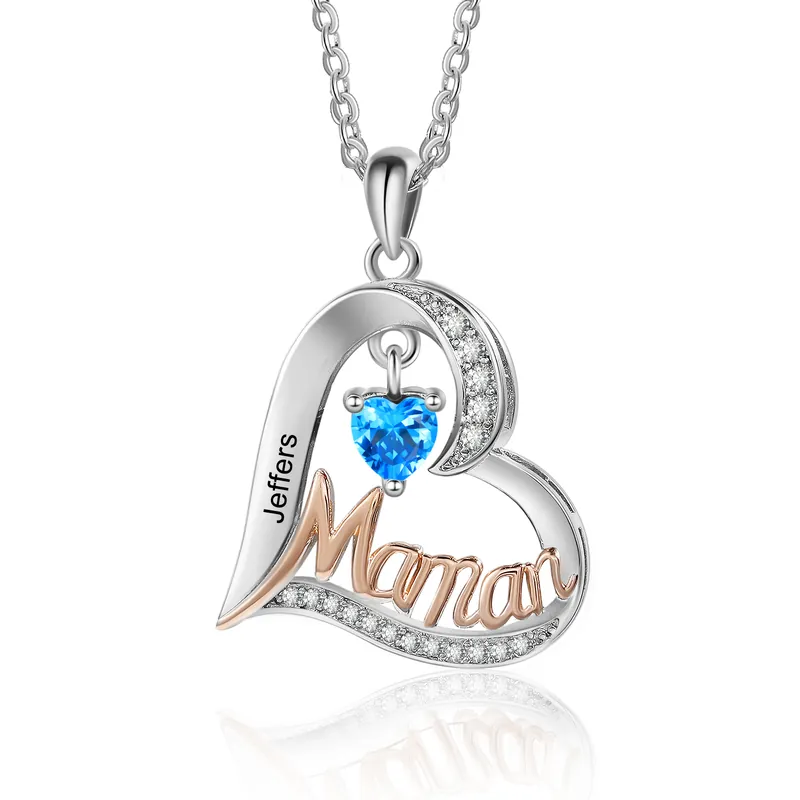 À Ma Maman-Collier Coeur 1-5 Prénoms Personnalisés avec 1-5 Pierres de Naissance|Jessemade Acheter En Ligne