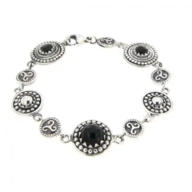 Prix Bas Bracelet Argent KELT Onyx Triskel | BIJOUX FEMME