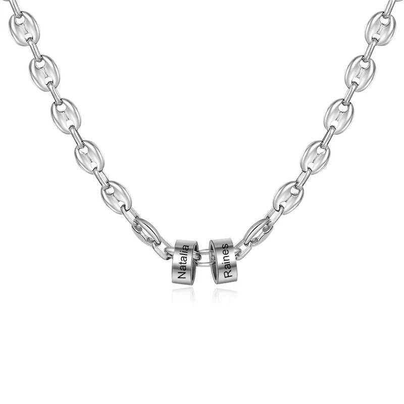 Prix Cassé Collier à Breloques 2 Perles Collier Personnalisé Homme|Jessemade
