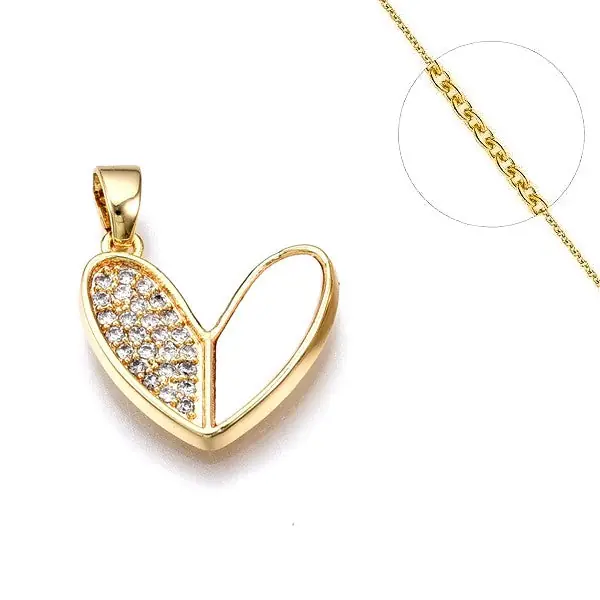 Vente Flash Collier chaine et pendentif zircon cubique coquille de nacre coeur