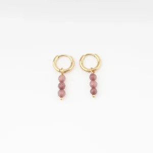 Fara - Boucles d'oreilles - Pierre naturelle - Acier inoxydable Vente Flash