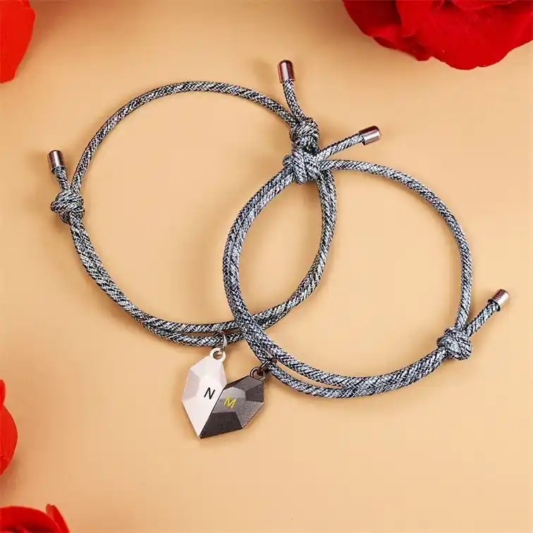 2PCS Bracelet Initiale corde 2 lettres personnalisées pour couple｜Jessemade Usine Directe