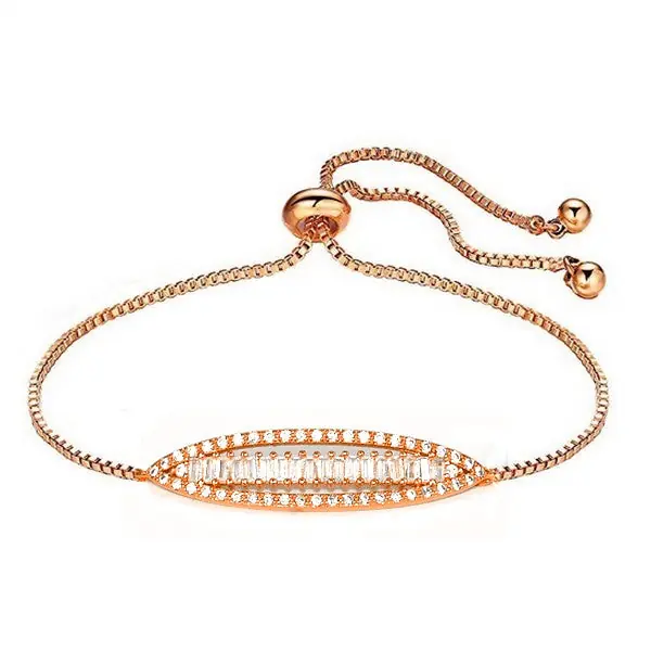 Jusqu’à Épuisement Des Stocks Bracelet souple femme couleur or rose forme ovale pierres serties
