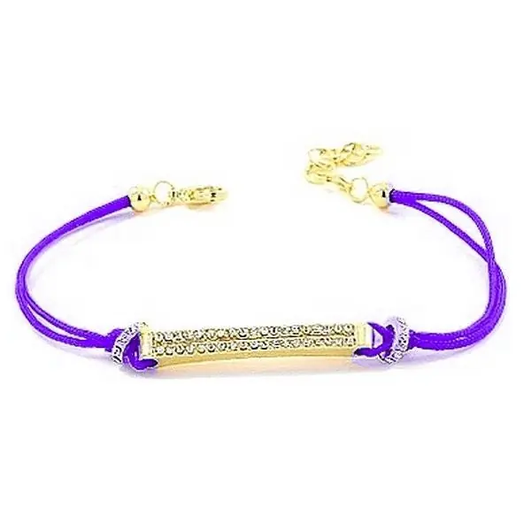 Offre Spéciale Bracelet pour femme de couleur or, plaque à strass, cordon violet