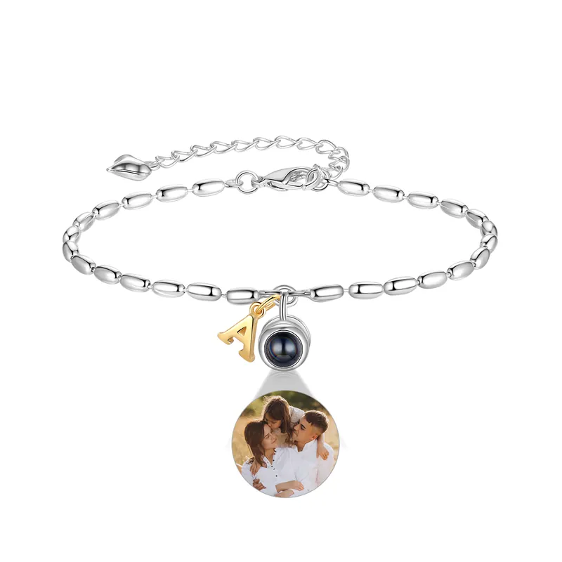 Bracelet Projection de Pierres Bracelet Initiale 1 Photo Personnalisée avec 26 Lettres|Jessemade Produit De Marque
