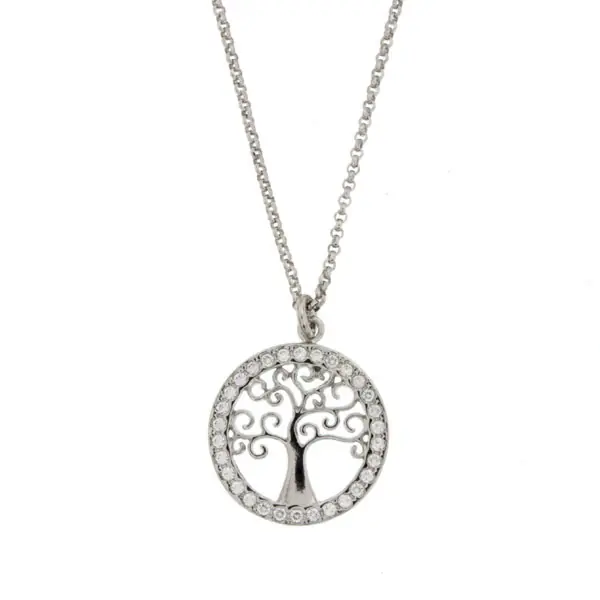 Collier Argent Arbre de vie entourage OZ - 42cm Meilleur Prix