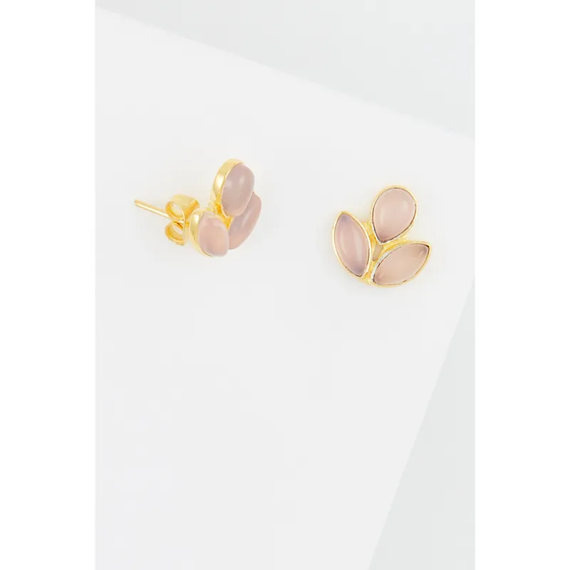 Soldes Boucles d'oreilles pink chalcedony Laiton doréSaturnia