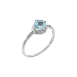 Satisfait Ou Remboursé Bague Or Blanc 375/1000 "Long Island" Diamants: 0,07/6 Topaze: 0,84/1